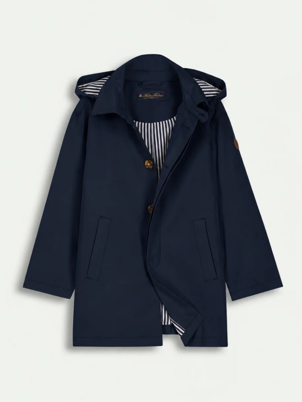 Brooks Brothers Boys Rain Car Coat With Removable Hood Navy Blue 12Y Trench